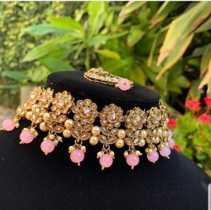 Light Pink Polki Choker Set